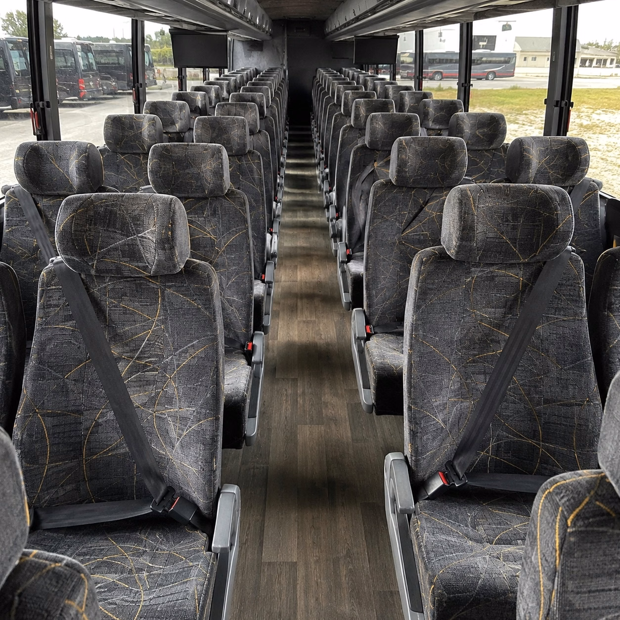 56 passenger charter bus inside
